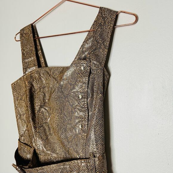 NANUSHKA Lorena Belted Snakeskin Print Vegan Mini Dress Size Small - Picture 3 of 12